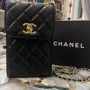 VIP CC Beauty Novelty Bag Black Quilted Gold Hardware Bucket Bag.